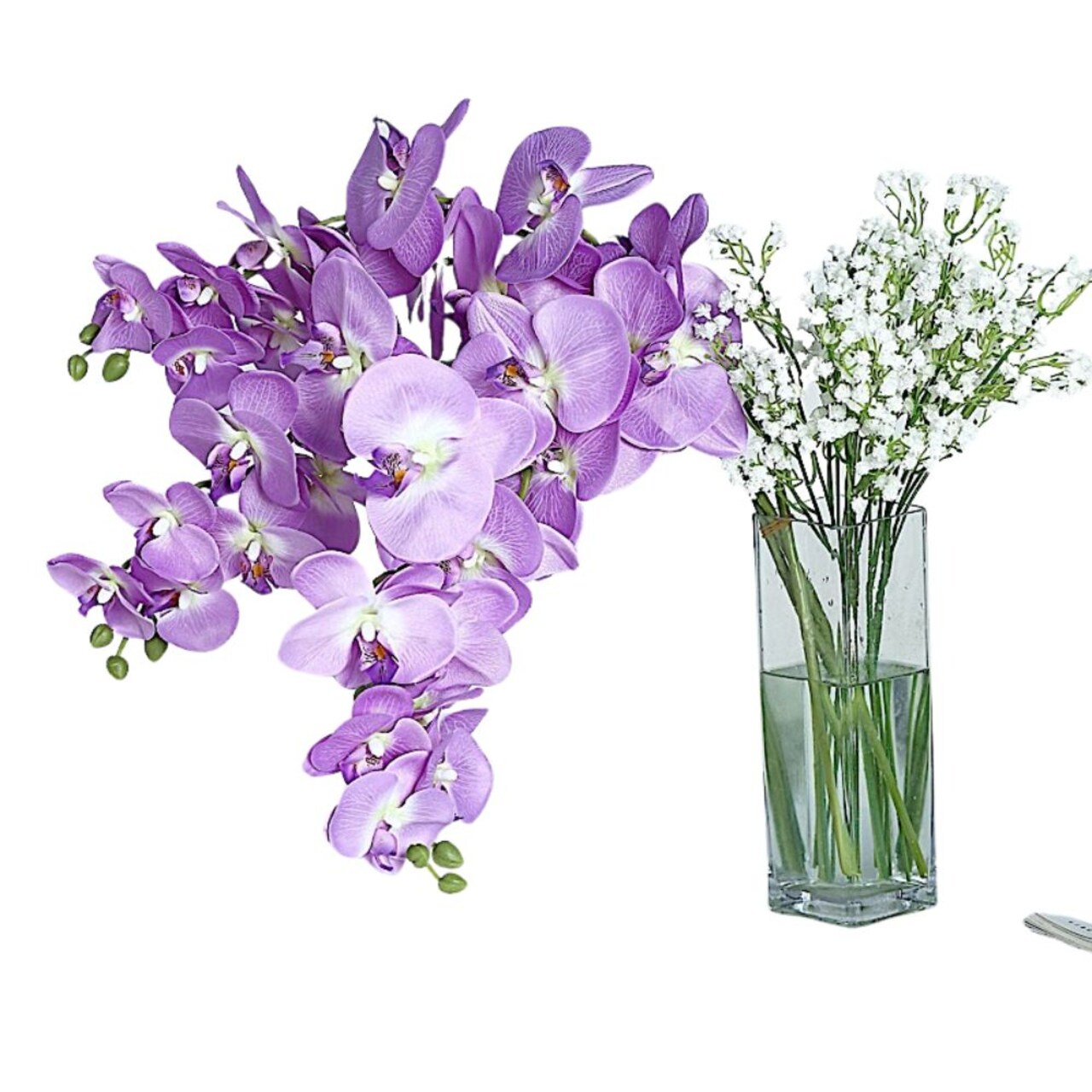 Graceful Silk Orchid Flower Stems: Set of 2, 40-Inch Artificial Centerpieces